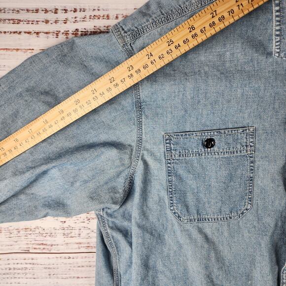 VTG 90s Polo Jeans Co Ralph Lauren Chambray Shirt Mens L Button Made Hong Kong - Picture 6 of 7